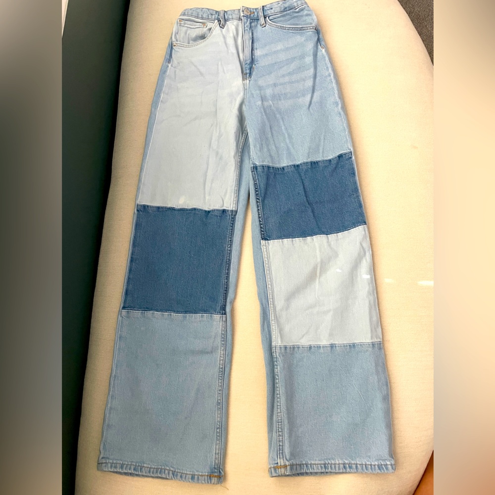 H&M Girls High Waisted Wide Leg Denim Jeans